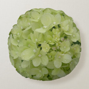 White Hydrangea Pattern Round Pillow