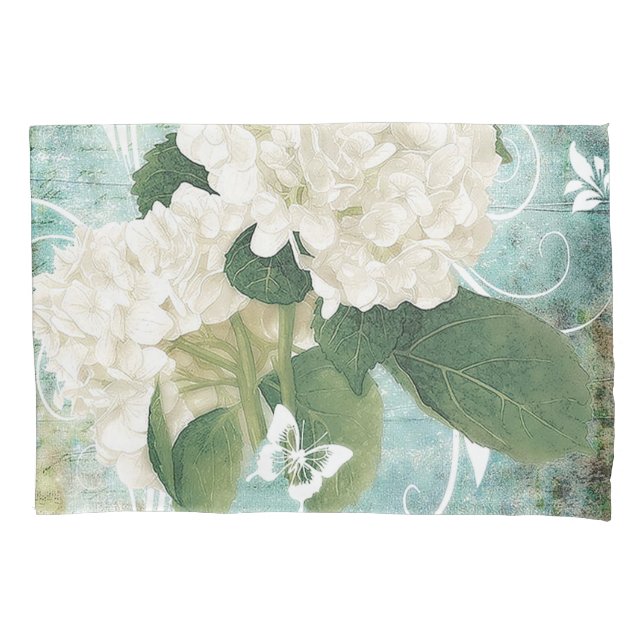White hydrangea pillowcase (Front)
