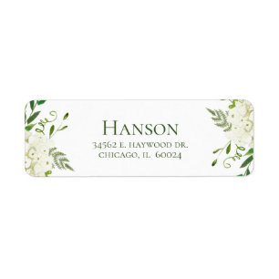White Hydrangea Return Address Label