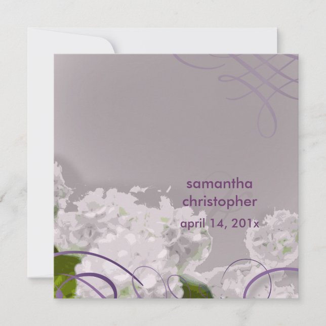 White hydrangea/romantic wedding invitations (Front)