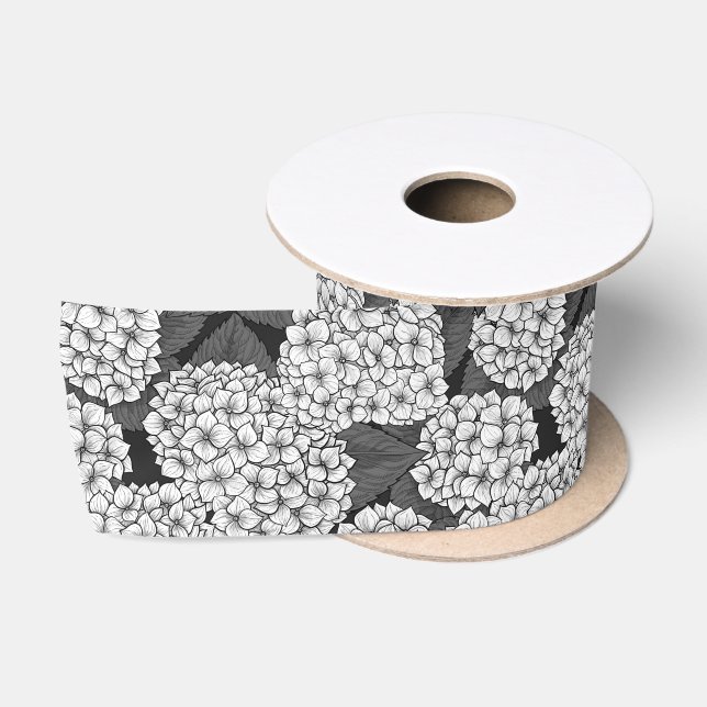 White hydrangea satin ribbon (Spool)