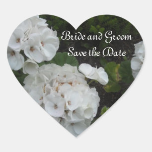 White Hydrangea Save the Date Heart Sticker