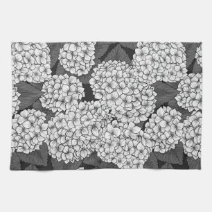 White hydrangea tea towel