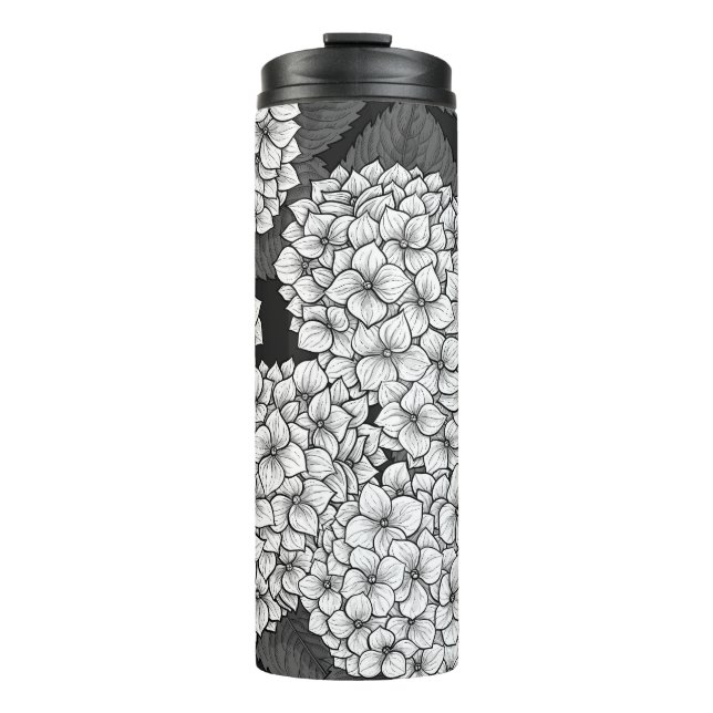 White hydrangea thermal tumbler (Front)