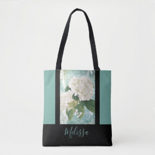 White hydrangea tote bag