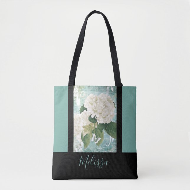 White hydrangea tote bag (Front)