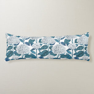 White hydrangea watercolor body cushion