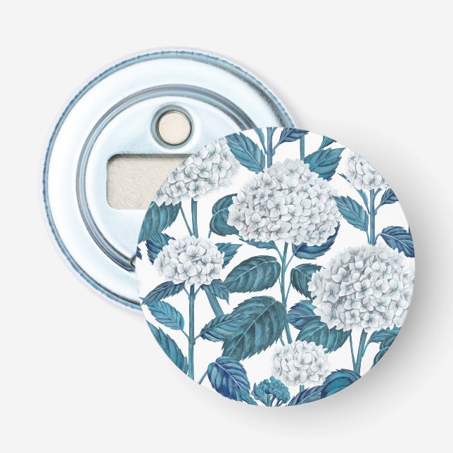 White hydrangea watercolor bottle opener (Front)
