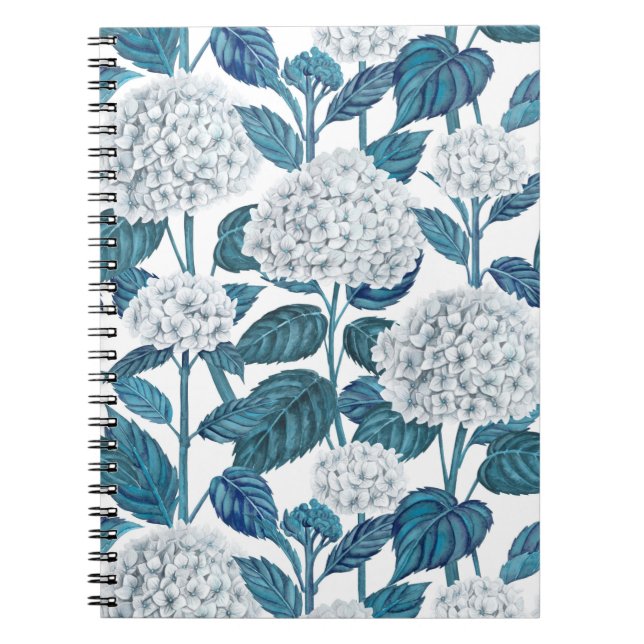 White hydrangea watercolor notebook (Front)