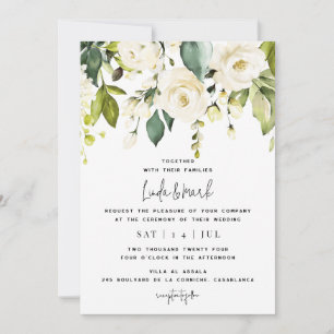 White Hydrangea Wedding Invitation
