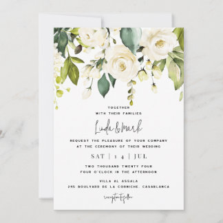 White Hydrangea Wedding Invitation