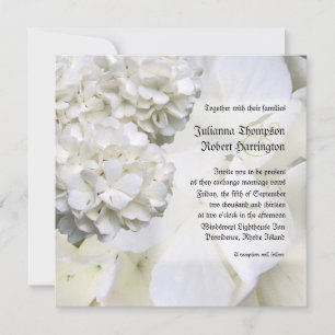 White Hydrangea Wedding Invitation, Square Invitation