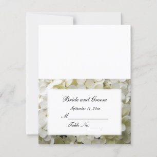 White Hydrangea Wedding Reception Place Card