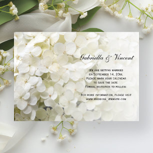 White Hydrangea Wedding Save the Date Announcement