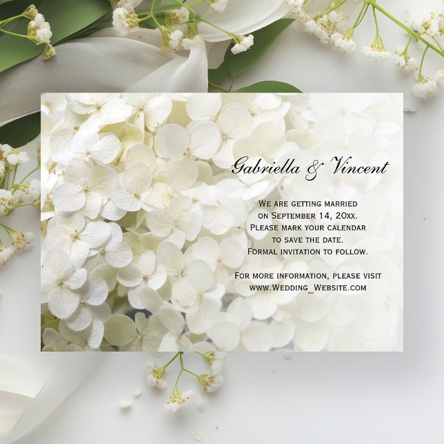White Hydrangea Wedding Save the Date Announcement (Creator Uploaded)