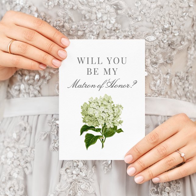 White Hydrangea Will You Be My Matron of Honour Card (Creator Uploaded)