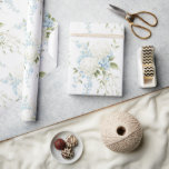 White Hydrangeas Blue Floral Bridal Shower Wrapping Paper<br><div class="desc">Beautiful white hydrangeas mixed with blue florals and soft greenery were used to create this lovely gift wrapping paper.</div>