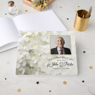 White Hydrangeas Celebration of Life Memorial Guest Book