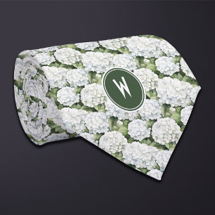 White Hydrangeas Floral  Tie