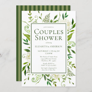 White Hydrangeas Floral Watercolor Couples Shower Invitation