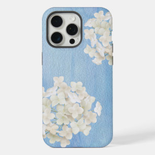 White Hydrangeas On Watercolor Blue iPhone 15 Pro Max Case