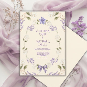 White Hydrangeas Purple Floral Elegant Invitation