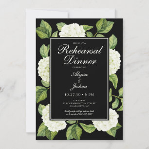White Hydrangeas Rehearsal Dinner Invitation