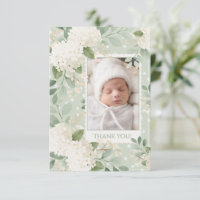 White Hydrangeas Vintage Baby Thank You