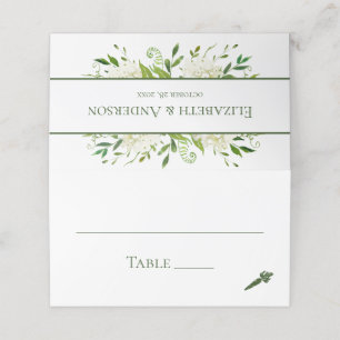 White Hydrangeas Wedding Place Card