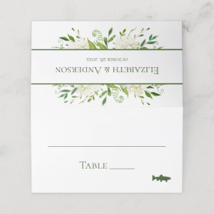 White Hydrangeas Wedding Place Card