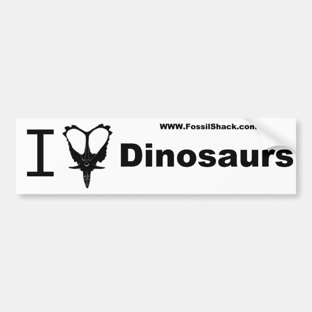 White I love Dinosaurs Bumper Sticker (Front)