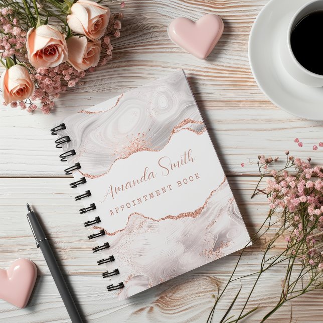 White I Rose Gold Glitter Agate Appointment Book  Planner (White I Rose Gold Glitter Agate Appointment Book Planner)