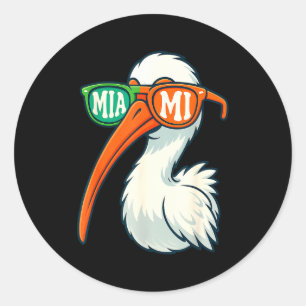 White Ibis With Sungles American Vintage Style  Classic Round Sticker