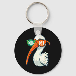 White Ibis With Sungles American Vintage Style Key Ring