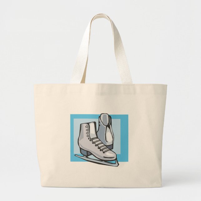 white ice skates graphic large tote bag (Front)