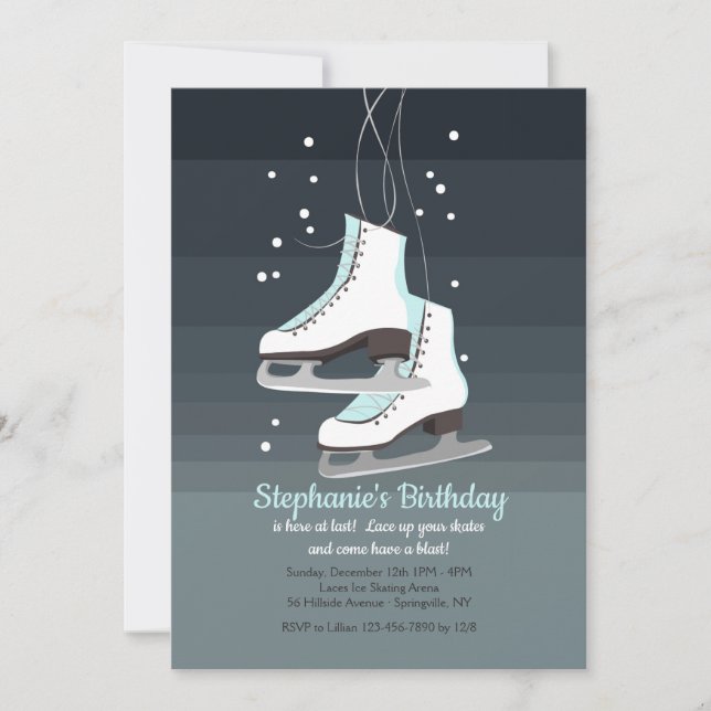 White Ice Skates Invitation (Front)