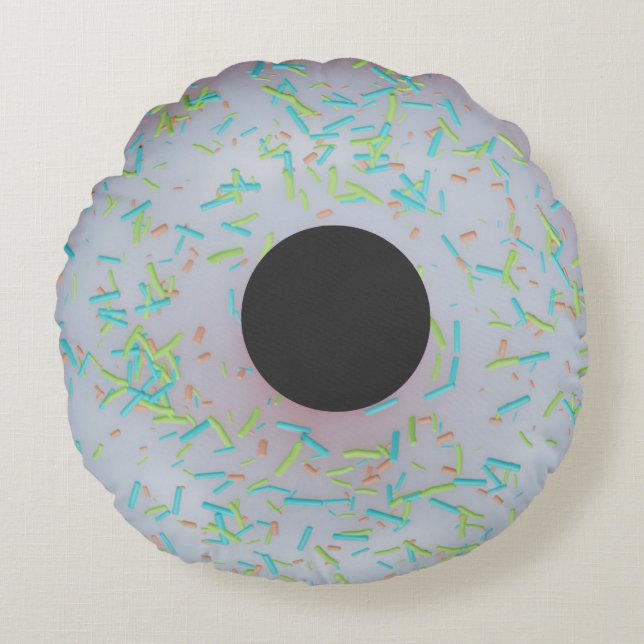 White iced donut round cushion (Front)