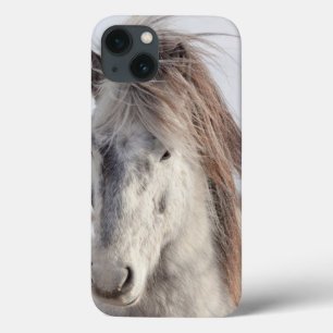 White Icelandic Horse Headshot iPhone 13 Case