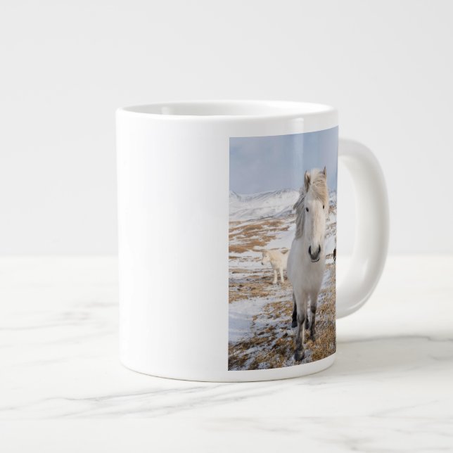 White Icelandic Horse, Iceland Large Coffee Mug (Front Right)