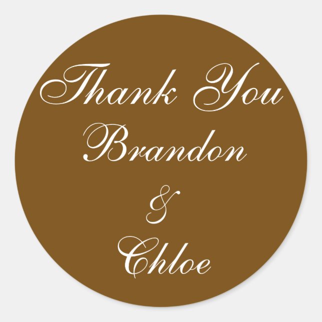 White Icing with Chocolate Thank You Sticker (Front)