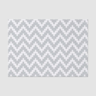 White Ikat Chevron Over Light Grey Background Tissue Paper