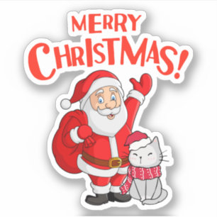 White Illustrated Santa Merry Christmas