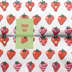 White Illustrated Strawberry Tissue Paper