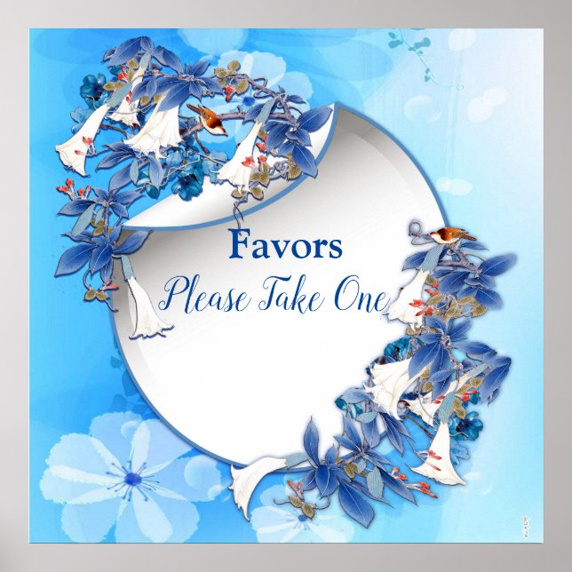 White Illustrated Watercolor Moonflower Favours Poster (Front)