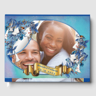 White Illustrated Watercolor Moonflower Guest Book