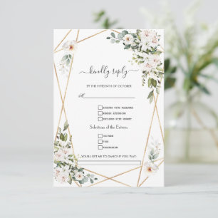 White Imperial Lilies Roses Song Request Wedding RSVP Card