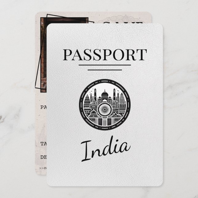 White India Passport Save The Date (Front/Back)