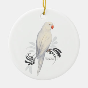 White Indian Ringneck Parrot Ceramic Ornament