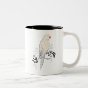 White Indian Ringneck Parrot Two-Tone Coffee Mug