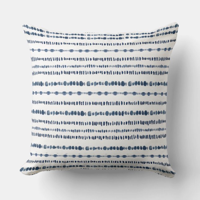 White Indigo Blue Throw Pillow (Front)